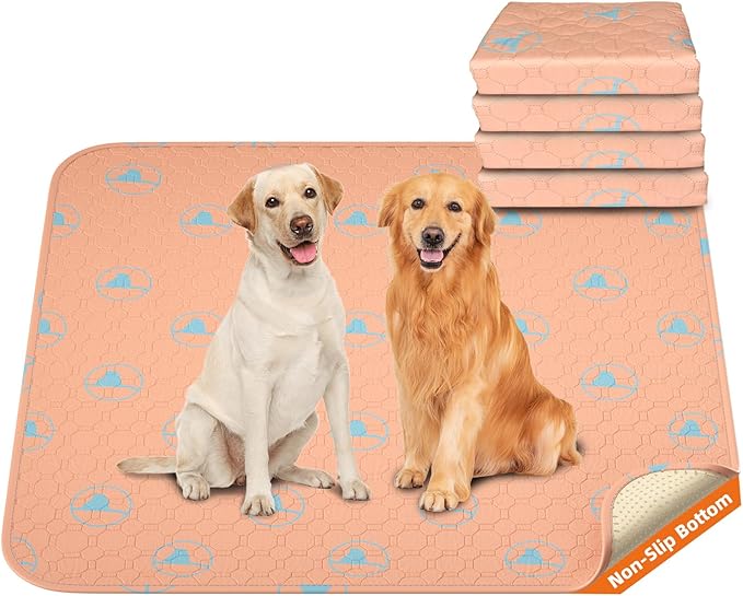 PJYuCien Washable Pee Pads for Dogs 4 Pack, 36" x 36" Non-Slip and Leak-Proof Pee Mat, Puppy Training Pads for Whelping, Playpen, Crate, Bed (Orange)