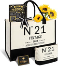 21st Birthday Gifts for Her Canvas Tote Bag Travel Gear, Unique 21 Years Old Gifts for Girlfriend Sister Coworker Friends Classmate Women, Vintage N°21 Handbag & Cosmetic Bag & Back in 2005 Poster