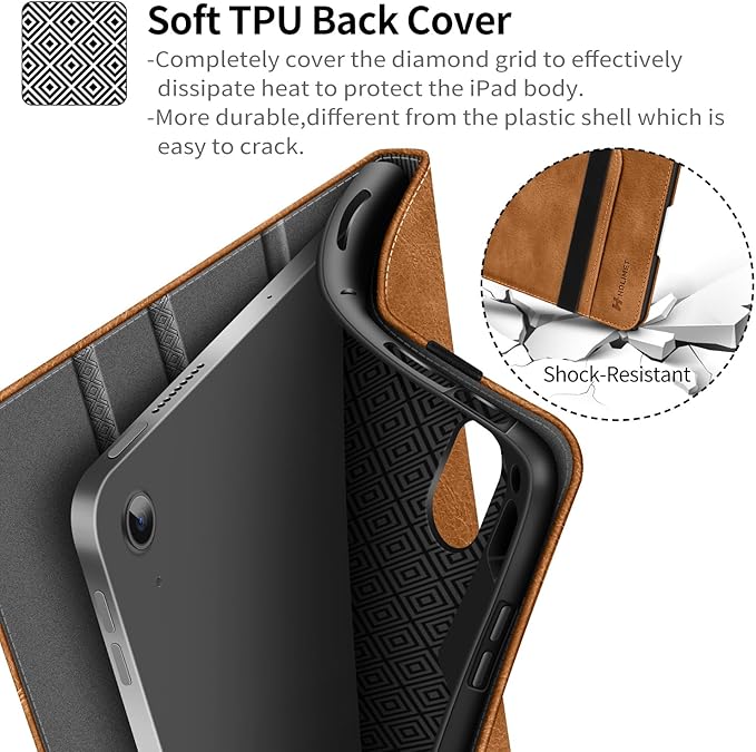 H HOLIMET Case for iPad Air 11 Inch M3/M2 (2025/2024)/iPad Air 4th/5th Generation 10.9 Inch 2022/2020 with Pencil Holder Soft Back Shockproof Protective Vegan Leather