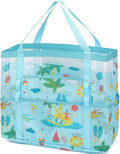 Fammart Mesh Beach Bag, Large Beach Tote with Zipper Pocket for Family Pool Bag for Toys & Vacation Essentials