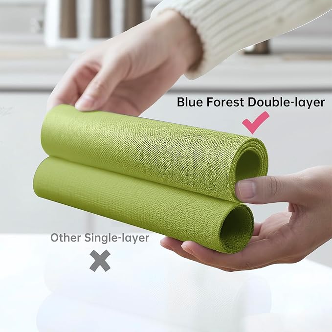 Blue Forest | Rectangular Faux Linen Placemats Set of 4 | Dual- Layered Thickened for Durability | Heat Resistant | Machine Washable | Wrinkle Free for Easy Care Indoor/Outdoor Use - Grass Green