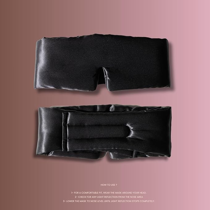 Vénera Silk Eye Mask - 100% Pure Mulberry 22 Momme Silk Sleep Mask, Adjustable Sleep Mask for Women and Men (Adjustable, Cloud Black)