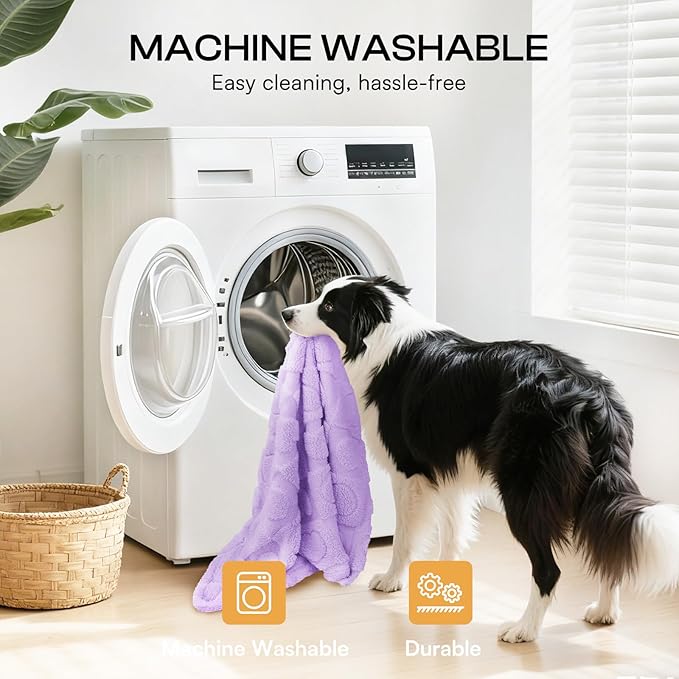 Luciphia Small Dog Blanket Washable Pet Bed Cover Soft Fluffy Puppy Blanket with Premium Fleece 300GSM Cozy Calming Cat Blankets for Indoor Cats Light Purple 57x40 inch