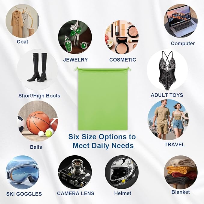 MtuxuYR Microfiber Drawstring Bags, Multi-Size Soft Protective Pouches for Shoes, Ski Goggles, Sunglasses, Handbags & Camera Lenses