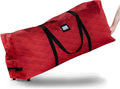 ZOBER 600D Oxford Fabric Large Rolling Christmas Tree Storage Bag - Fits 9 Ft Artificial Trees - Waterproof Christmas Tree Bag For Storage Box For Xmas, Durable Handles and Wheels - Quilted Red