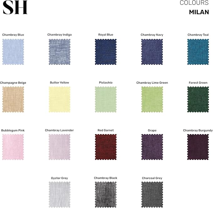 Solino Home Linen Cloth Placemats Set of 4-100% Pure Linen Hemstitch Chambray Burgundy Placemats 14 x 19 Inch - Milan Hemstitch Table Place Mats for Valentines, Winter