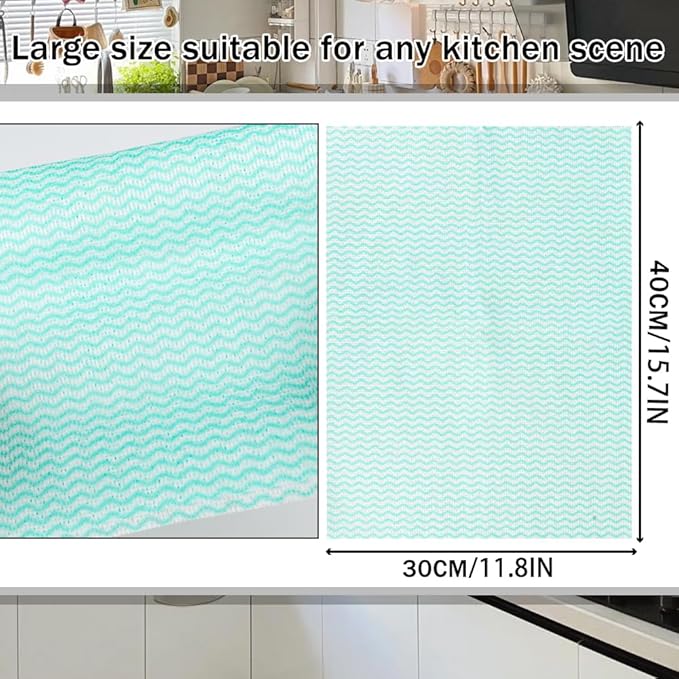 GLOYY Disposable Dish Cloth and Cleaning Handi Wipes, 100ct, Multi-Use Rags for kitchen, Bathroom and Windows, Green