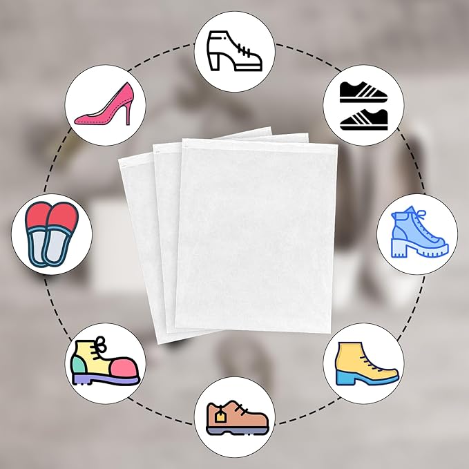 Lemecima 200 Pcs Shoe Bag Drawstring Storage Organizer - Dust Proof Non Woven Fabric Shoe Bags for Travel, Boots & Handbag Protection, 12.6 x 15 Inches White Reusable Dust Bags for Handbags