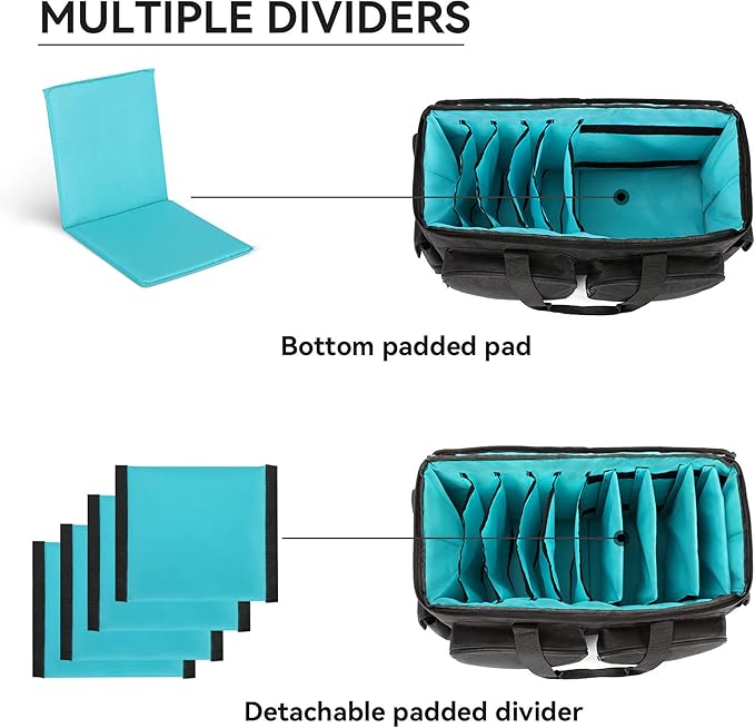 SAVIOUR DJ Cable File Bag, Detachable Padded Bottom and Adjustable Dividers, Stores Music, Audio, and Visual Cabling, Portable Travel Storage and Studio Organization (Blue)