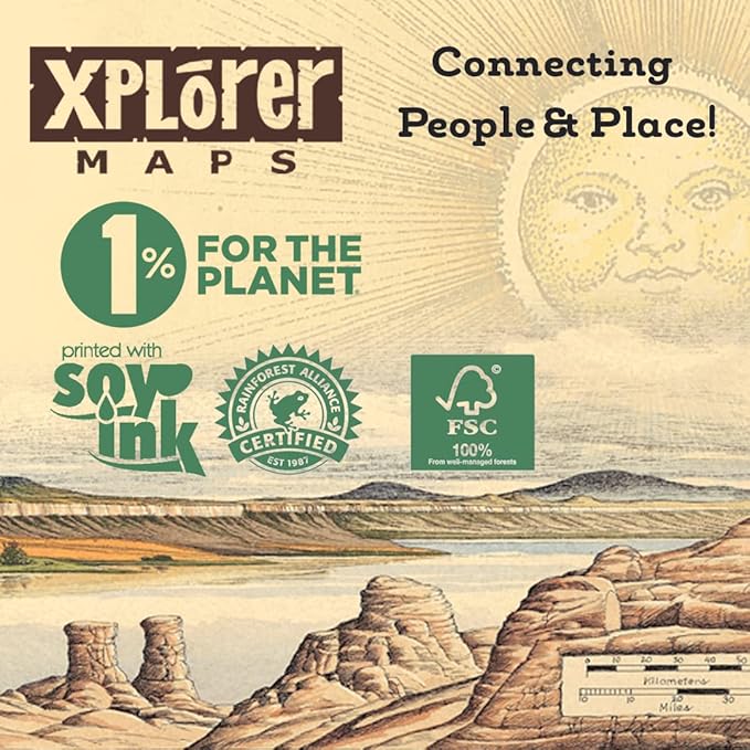 Xplorer Maps Canvas Tote Bag with Handles, Cloth Grocery Shopping Bag, Reusable & Eco-friendly Bag, 100% Cotton, Washable