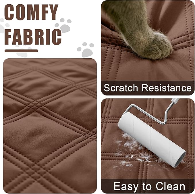 Smiry Waterproof Dog Bed Cover Blanket 82x102, Soft Reversible Pet Blanket, Washable Leakproof Cats Dogs Couch Cover for Sofa, Couch, Furniture, Lattice, Brown/Chocolate