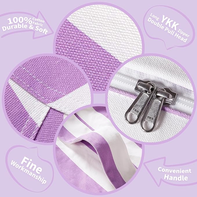 WEKAPO Stuffed Animal Storage Bean Bag Chair Cover for Kids | Stuffable Zipper Beanbag for Organizing Children Plush Toys Large Premium Cotton Canvas (Purple, X-Large)