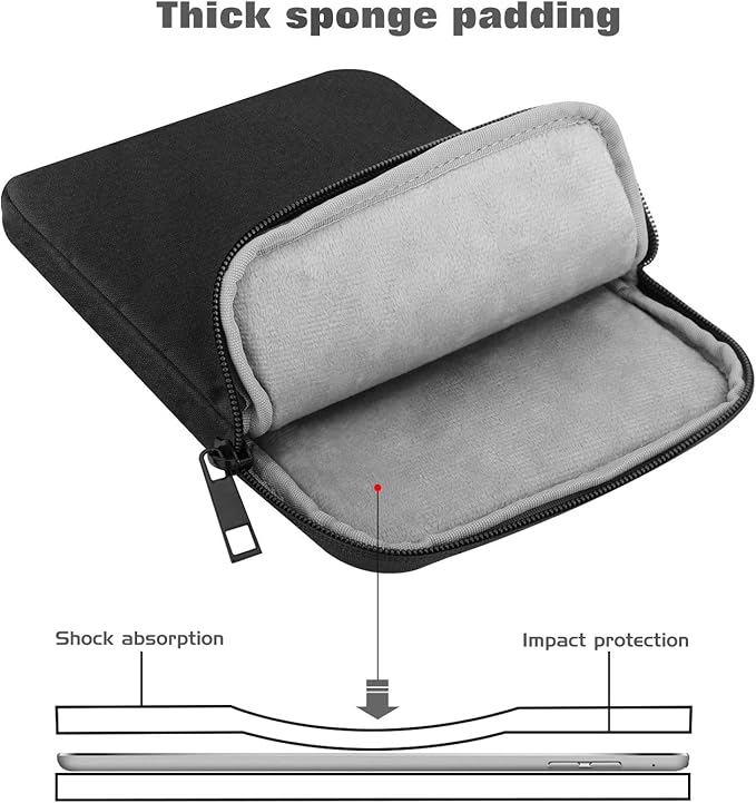 MoKo 9-11 Inch Tablet Sleeve Bag Carrying Case Fits New 11inch iPad Air M3, iPad A16 2025, iPad Pro 11 M4, Air 5/4/3, iPad 10/9/8th Gen, Tab S8/S9 11", Black | Black