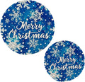 Boccsty Blue Snowflakes Pattern Trivet Mat 2PCS Christmas Round Woven Potholders Kitchen Table Countertop Protector Hot Pads Farmhouse Coasters Counter Mats for Cooking Baking