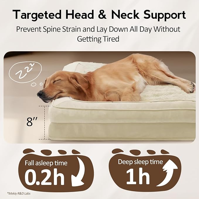 MEKIY Large Orthopedic Dog Bed with Sides XXXL Dog Beds with Removable Washable Cover Non-Slip Waterproof Pet Bed for Extra Large Dogs - Beige XXXL