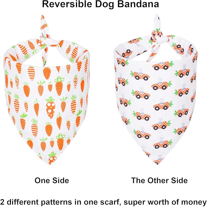 ADOGGYGO Easter Dog Bandana, Multiple Sizes Offered, Reversible Festival Pet Bandana Triangle Dog Scarf for Medium Large Dogs Pets (Large, Easter)