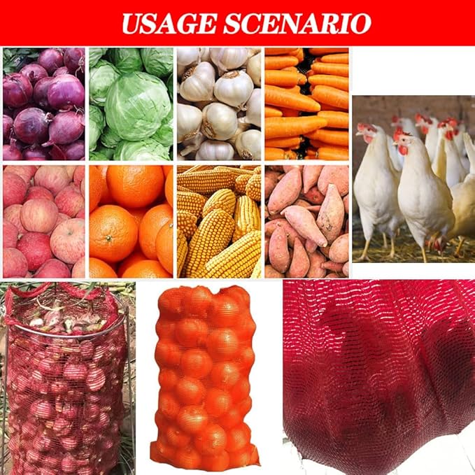 40Pcs Extra Large Mesh Produce Bags, Mesh Onion Bags 35.3" x 23.5" Reusable Drawstring Fresh Produce Storage Bags for Citrus Potato Onion Vegetable Storage Bags Sacks Holds up to 60 lbs (Orange, 10)