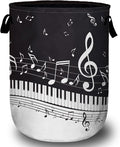 Piano Music Note Laundry Basket with Sturdy Handles, Collapsible Oxford Cloth Laundry Hamper Organizer Basket for Bathroom Bedroom 15.7x20 Inch
