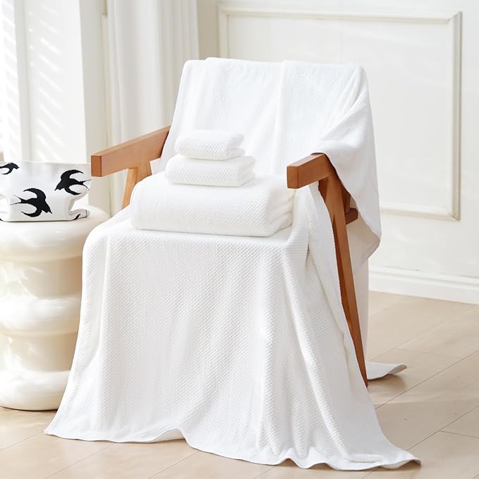 Akzpe 40x80 Inches Bath Sheets Towels for Adults Oversized Bath Towels Extra Large Luxury Super Soft Absorbent Quick Dry Microfiber (White,1PCS)