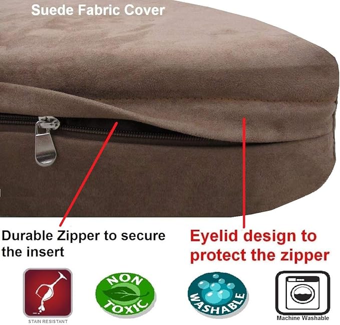 Dogbed4less XXL Orthopedic Extreme Comfort Memory Foam Dog Beds for Large Dog, Waterproof Internal Cover and Machine Washable External Cover, 55X37 Pet Pillow, Brown