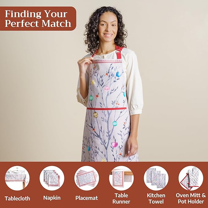 Maison d' Hermine 100% Cotton Apron for women with Pocket Kitchen Chef Apron for Men Cooking Gardening Server Waitress
