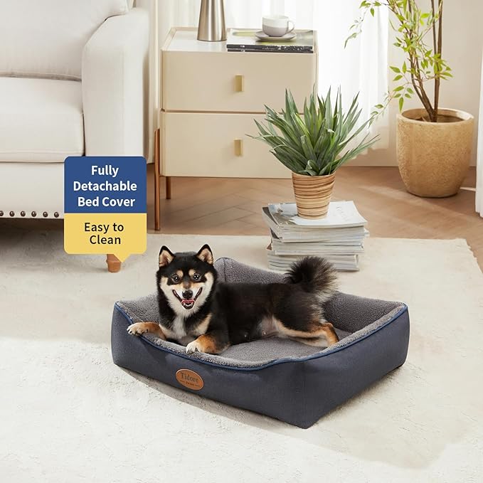 Tidore Orthopedic Dog Bed Medium Size Dog, Durable Egg Crate Foam Sofa Dog Bed wit Washable Removable Cover, Waterproof Lining, Pet Beds for Medium Dogs, Navy