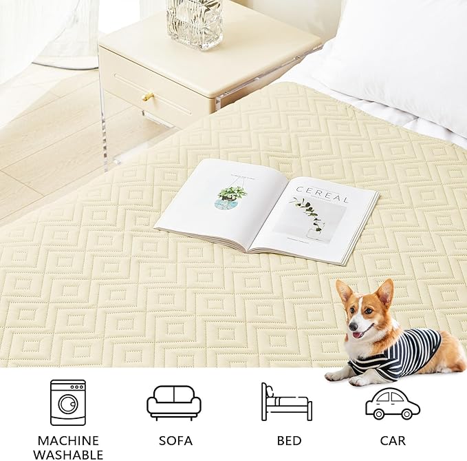 hyha Waterproof Dog Blanket, Soft Dog Bed Cover Pet Blankets, Waterproof Sofa Couch Cover for Dogs Washable, Reversible Pet Couch Covers for Sofa Furniture (30x53 Inch, Beige/Beige)