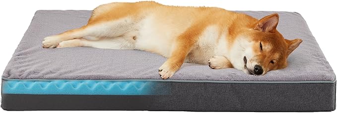 WATANIYA PET Memory Foam Large Dog Bed, Cooling Dog Beds for Large Dogs, Washable Orthopedic Pet Bed for Crate with Joint Relief Memory Foam, Waterproof Liner and Plush Cover (35’’x 22’’)