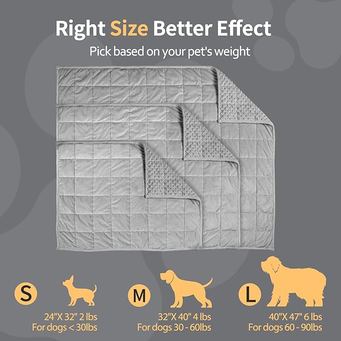 LaSyL Weighted Blanket for Pets | Thunder Blanket for Dogs Anxiety | Premium Soft Minky | Relaxation & Calming & Anti Anxiety | Used in Car, Bed, Couch | Dark Grey, Washable Large 40" L x 47" W