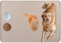 Bartuke Cat Food Mat, 34" x 22" Large Silicone Pet Feeding Mat for Food and Water Bowls Non-Slip, Easy to Clean (Beige)