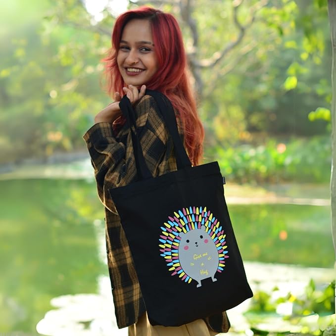 Ecoright Tote Bag for Women with Zipper, Small Tote Bag, Canvas Bag, Reusable Cotton Bag for Beach, Grocery, School & Work