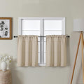 Lecloud Bessie Kitchen Curtains 24 Inch Length 2 Panels, Faux Linen Textured Curtains for Small Windows, Burlap Window Short Curtain Tiers with Dual Rod Pocket, Each 30 W x 24 L, Linen