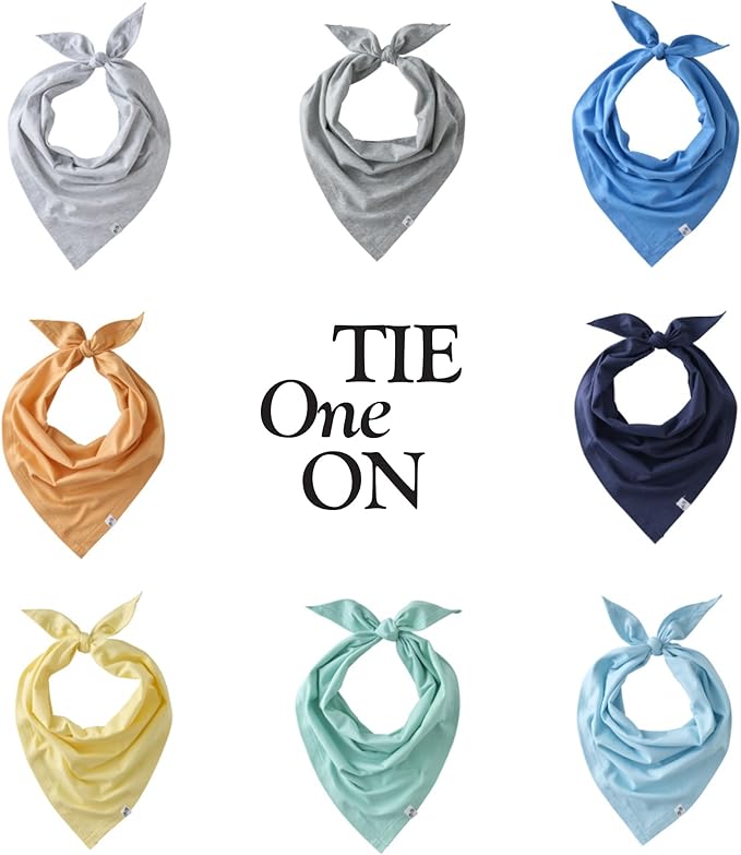Pet Passion Bandit - The PET Bandana, 8 Pack 100% Organic Cotton Pet Bandanas Clothes for Small, Medium, Large Dogs, Rainbow Blue, X-Small/Small