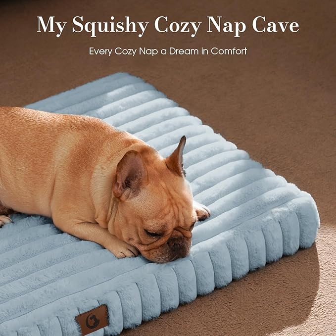 Cozila Large Orthopedic Dog Crate Bed with Waterproof Lining, Soft Short Plush Surface & Egg Crate Foam for Calming Puppy, Machine Washable Pet Bed with Removable Cover & Anti Slip Bottom