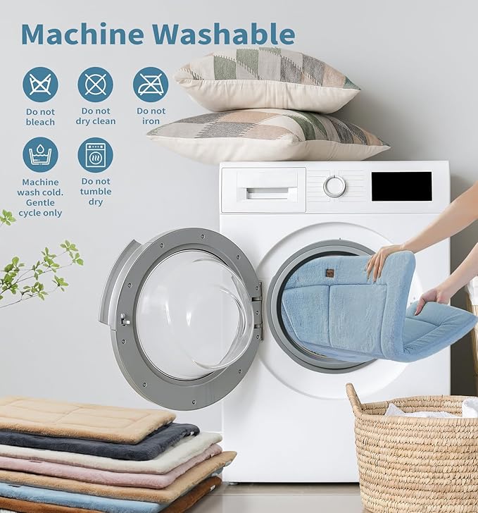 MADE 4 PETS Dog Crate Pad Bed for Small Dogs, Washable & Reversible, Anti-Slip Kennel Mat for Cozy Sleeping, Soft Fluffy Dog Bed for Indoor & Outdoor Use, 24"x18", Blue