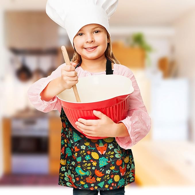 Jennice House Kids Aprons, Cotton Children Aprons with Adjustable Neck Strap Child Chef Aprons