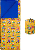 Wildkin Kids Sleeping Bag – Roll-Up Design with Storage Bag for School, Travel & Camping - Under Construction