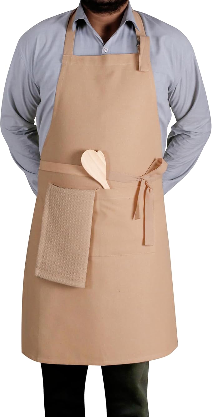 Native Fab Kitchen Apron 2 Pack - 100% Cotton Adjustable, Durable Apron with Pockets, Perfect for Cooking, Baking, Grilling