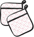 2 Pack Pot Holders for Kitchen Clearance, Cute Hot Pads, Funny Oven Pot Holders, Potholders Sets for Kitchen Heat Resistant Cute Pink Bowties