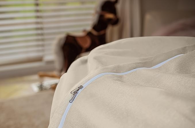 Wekapo Stuffed Animal Storage Bean Bag Chair Cover for Kids | Stuffable Zipper Beanbag for Organizing Children Plush Toys Large Premium Cotton Canvas (Almond Oil, XX-Large)