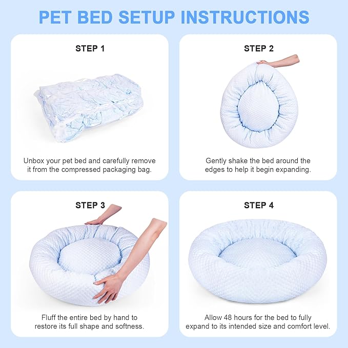Donut Dog Bed for Large Dogs - Cooling Pet Bed with Removable Cover, Breathable Ice Fabric Summer Pet Beds for Medium & Big Dogs, Egg Tart Design (L)