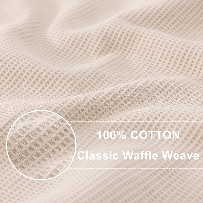 Homaxy 100% Cotton Waffle Weave Kitchen Towels - 4 Pack Soft and Absorbent Dish Towels - 16 x 26 Inches Quick Dry Hand Towels - Beige
