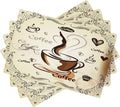 Coffee Kitchen Placemats Vintage Rustic Coffee Theme Latte Tea Cup Cappuccino Placemats Table Kitchen Dining Party 12x18 Inch Set of 4