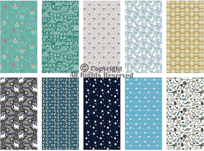 Craftido -25 Options- 100% Cotton Quilting Fabric Bundles 10pcs Fat Quarters 18”x21”-Medium Weight 5.2 oz- Soft Cotton for Quilting, Sewing Project, Patchwork, DIY Crafts – Baby Boy