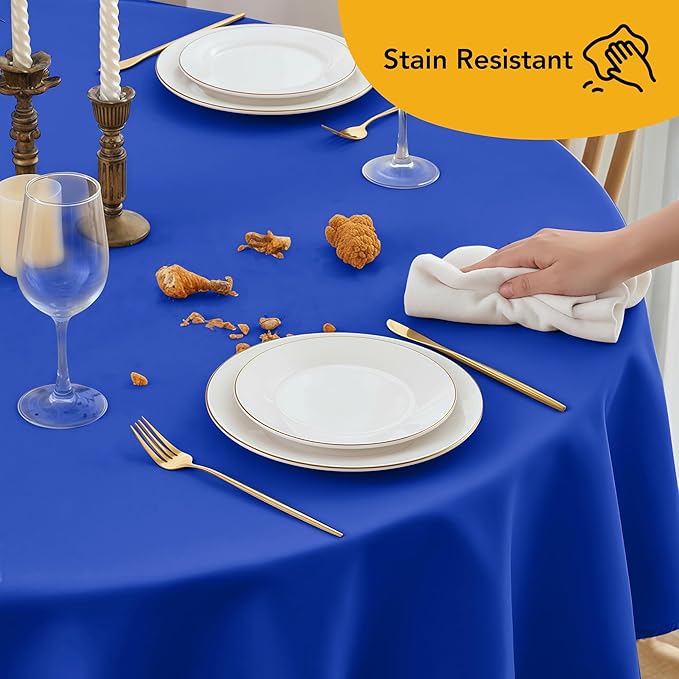 10-Pack Royal Blue Round Tablecloths, 108 Inches, Stain-Resistant Polyester for 4-5 Ft Round Tables - Washable Table Covers for Weddings, Banquets, Birthday Parties, Events