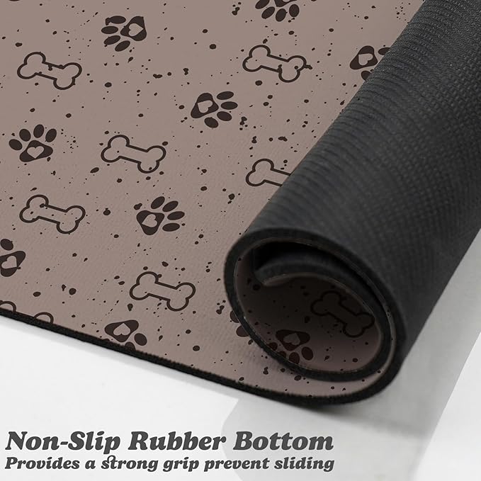 Dog Food Mats,Cat Absorbent Water Bowl Feeding Mats Pet Placemats for Food and Water Spot 12 * 20 inch