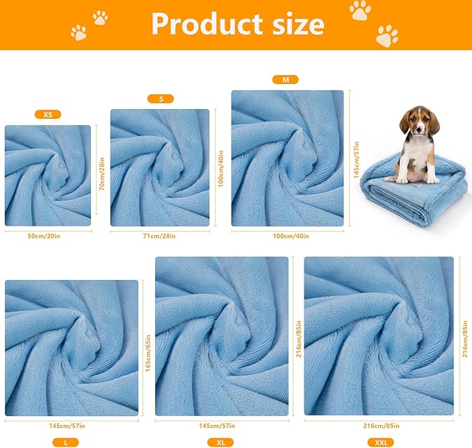Maidewow Waterproof Dog Blanket for Pets Reversible Jacquard Pet Throw Blankets for Bed Cover Blue Puppy Blankets Leakproof Sofa Couch Washable Cover Cat Pet Blanket for Warm-Lake Blue,M-57x40in