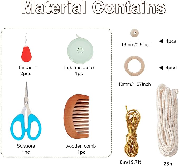 FREEBLOSS 3 Set DIY Macrame Angel Kit - Hanging Ornament Boho Wall Decor - Spring Gift for Mom Girls - Beginners DIY Kit