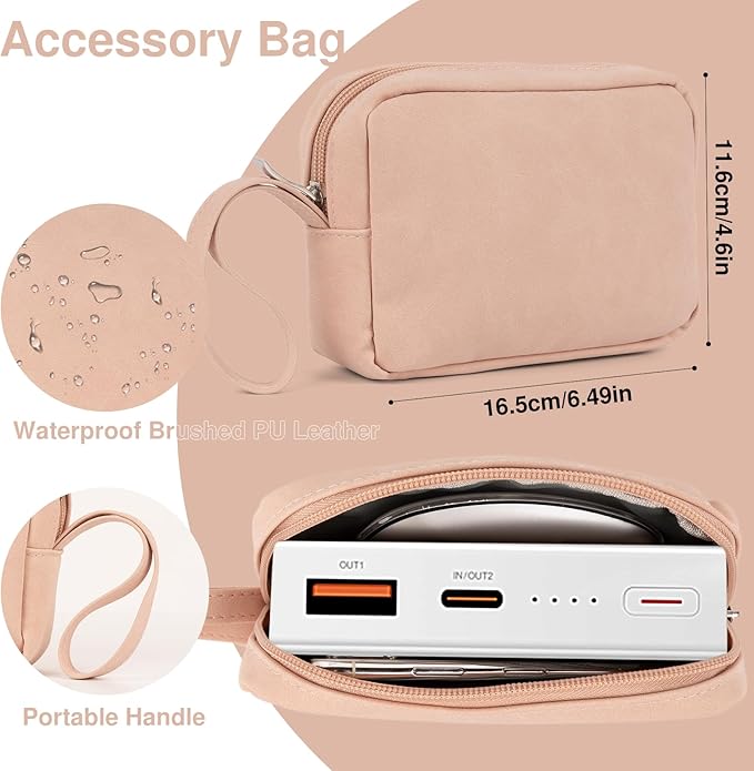 Allinside 13-14 Inch Laptop Sleeve Case for MacBook Pro 14" 2021-2024/MacBook Air 13" 2010-2017/MacBook Pro 13" 2010-2015, Waterproof PU Matte Leather Sleeve with Stand & Accessory Pouch, Pale Pink