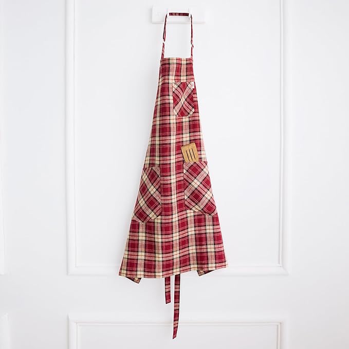Solino Home Linen Bib Apron for Men & Women - 33 x 30 Inch Kitchen Apron with Front Pockets - Handcrafted from European Flax